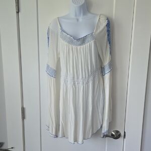 Free People White and Blue Tunic